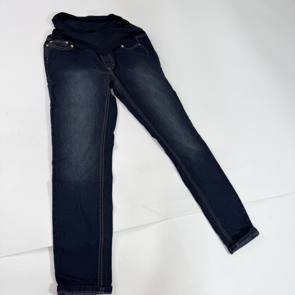 Love2Love Maternity Jeans Womens Medium Dark Wash Over Belly Skinny Stretch